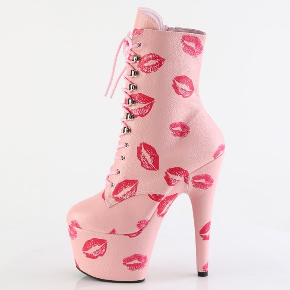 Lip Kisses Platform High Heel Lace Up Ankle Boots